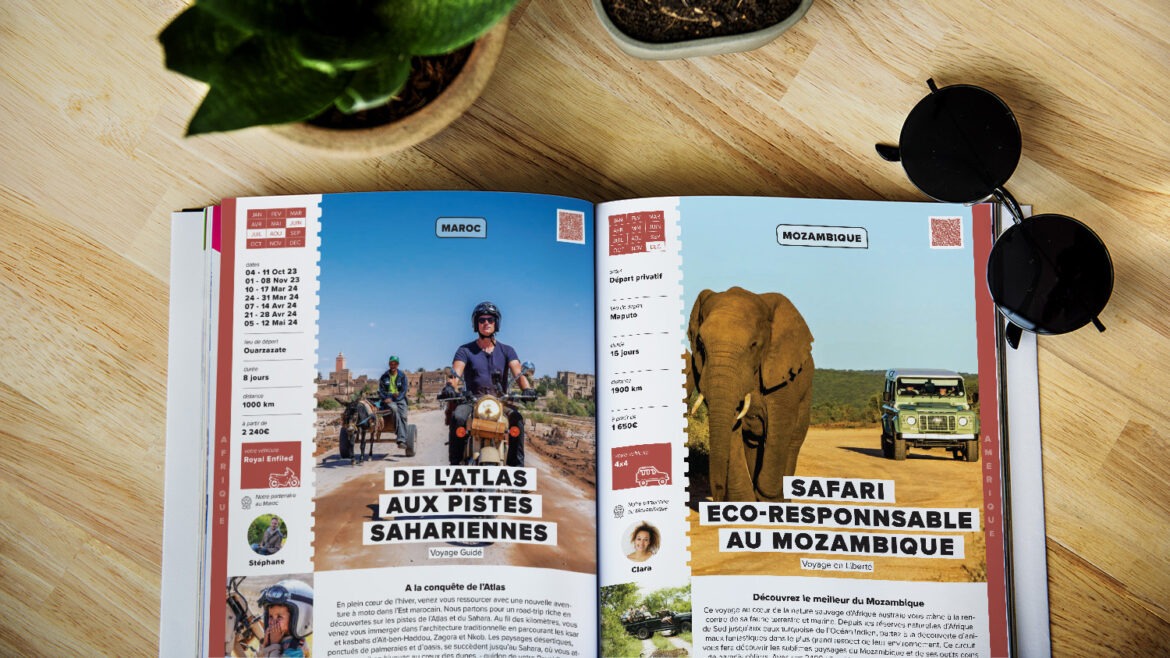 Conception et mise en page du Catalogue de voyages Planet Ride spécialiste du road-trip à moto